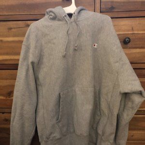 Champion Reverse Weave Small Logo Grey Hoodie L